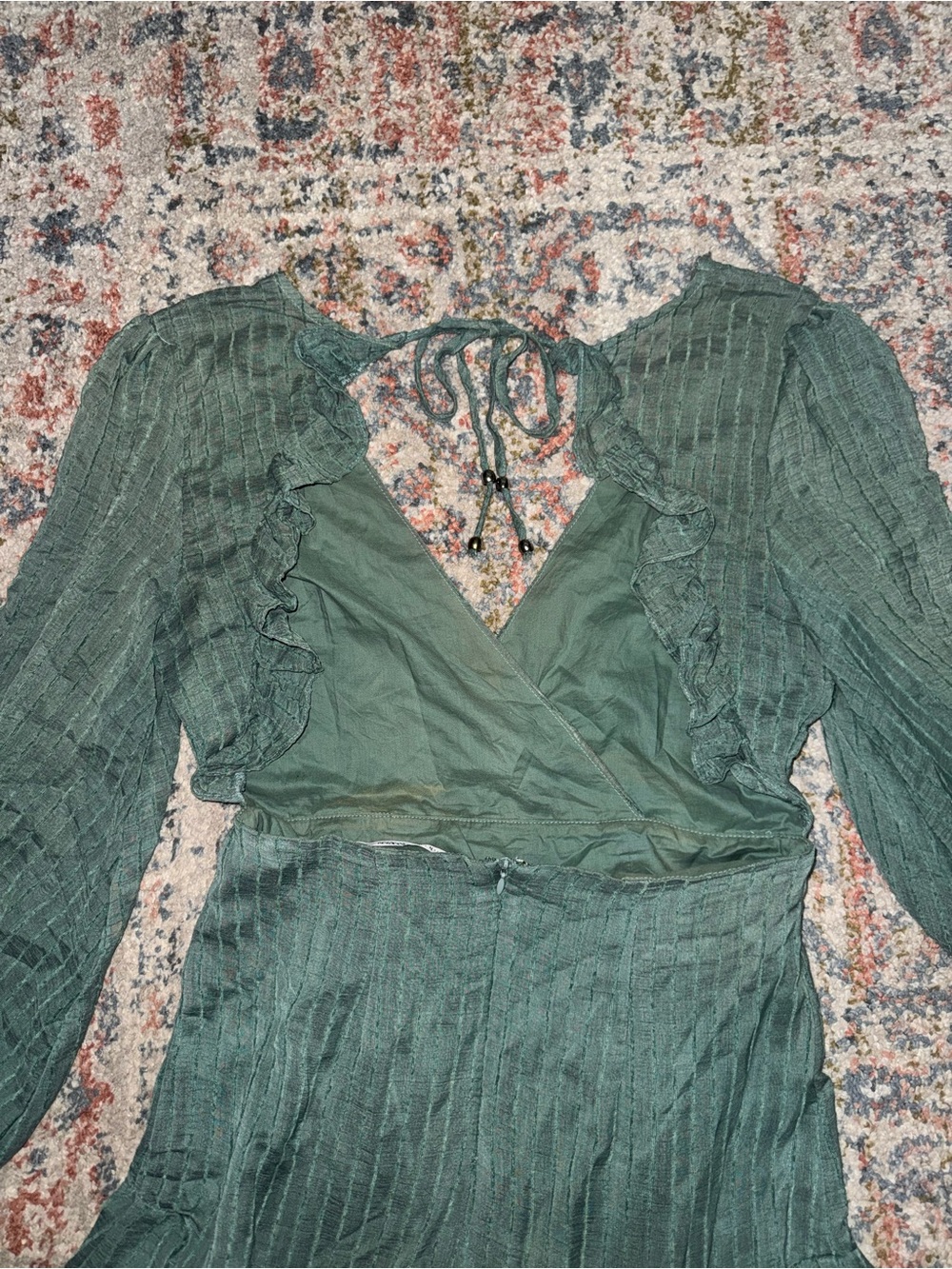 Sage Long Sleeve Ruffle Mini Dress - Picture 2 of 2